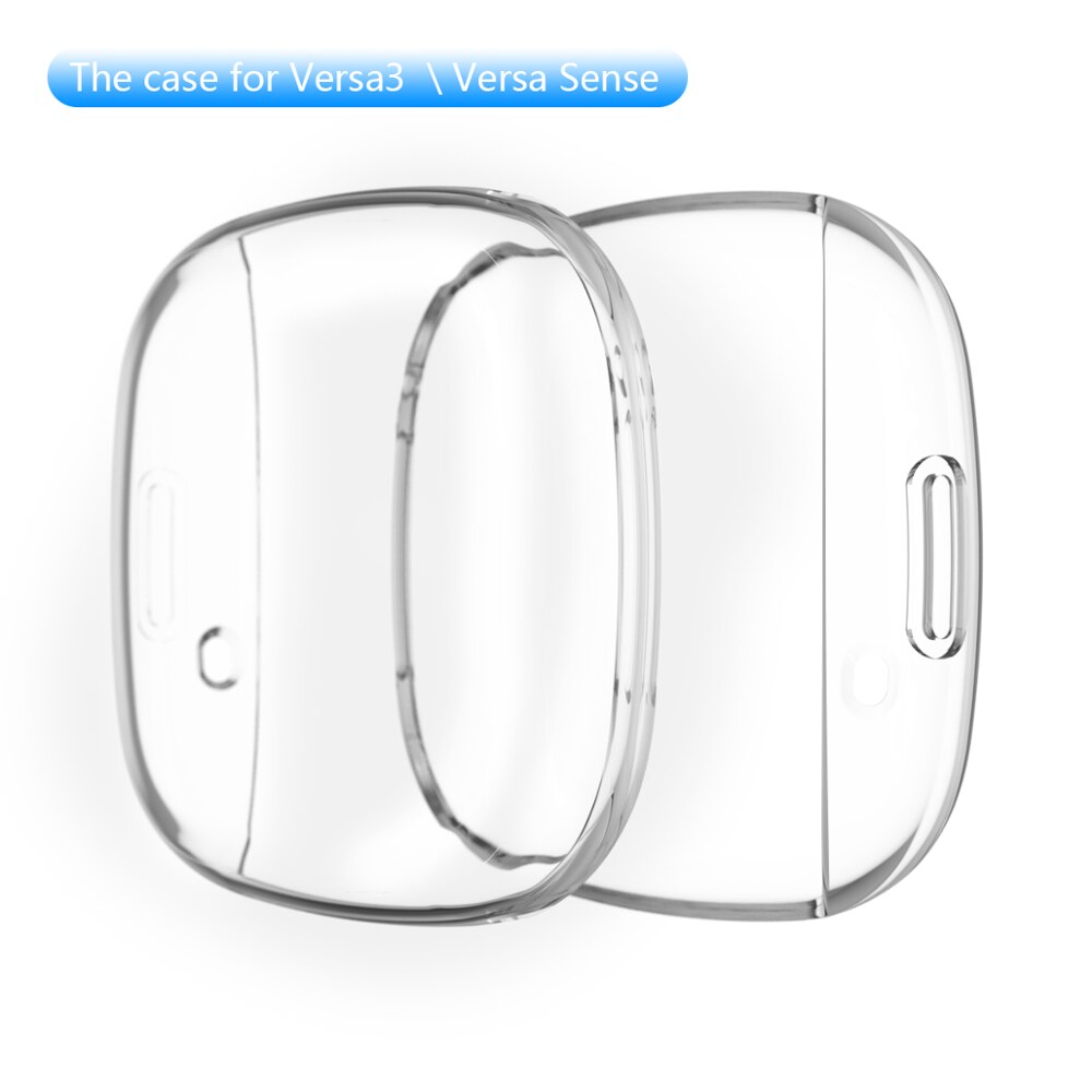 Blødt tpu etui til fitbit versa 3 / fitbit sense vandtæt ur skal cover skærmbeskytter til fitbit versa 3 fuld cover cover: Gennemsigtig / Fitbit fornuft