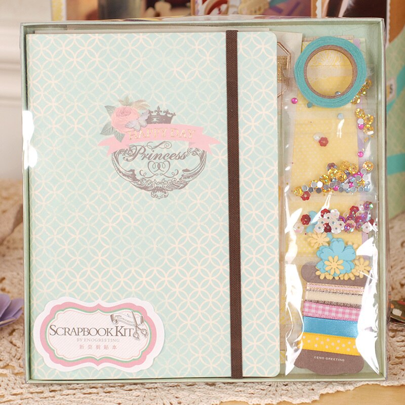 Eno Greeting Paper Photo Album Scrapbook Kit For Girls/Women/Family/Lover,Folding Scrapbook Album