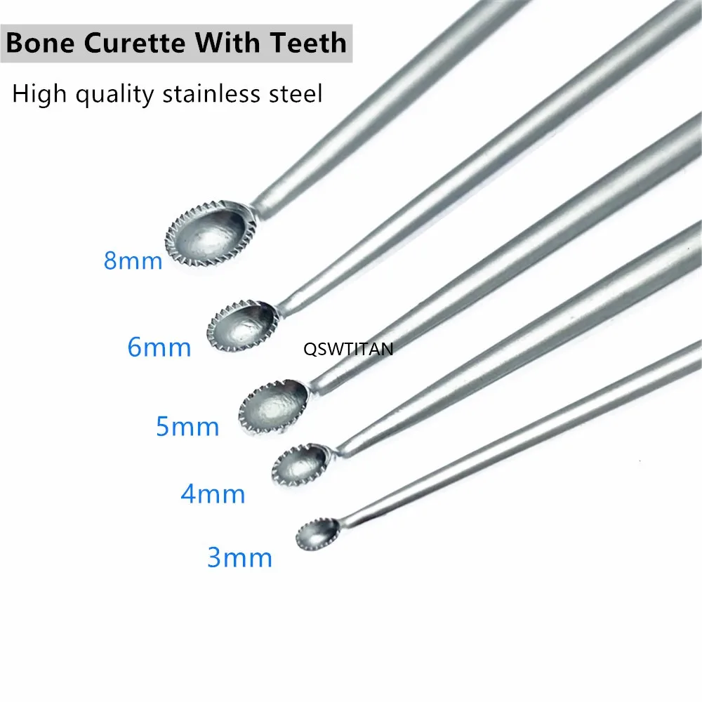 Cureta ortopédica para huesos con dientes, cuchara para huesos de acero inoxidable, instrumentos quirúrgicos ortopédicos