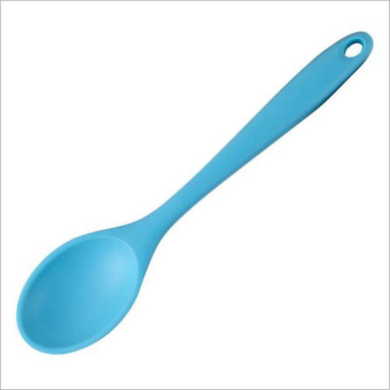 Household Silicone Spoon Heat Resistant Easy To Clean Non-Stick Spoons Kitchenware Salad Spoon Kitchen Scoop Tableware Tools: Blue