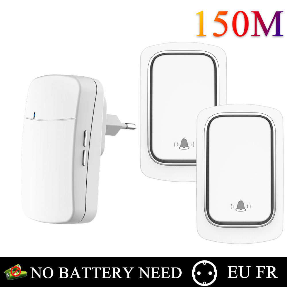 Campanello senza fili esterno 220V campanello ad anello cinetico intelligente imposta ricevitore 2 in 1 impermeabile autoalimentato nessuna batteria per il controllo domestico: 1R 2T