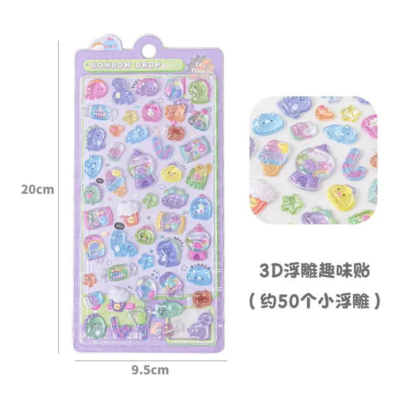 Pegatina de animales de dibujos animados para decoración DIY, álbum de recortes, diario, relieve 3D, estéreo, bonito adhesivo de papelería, guitarra, portátil, pegatina para uñas: Fucsia