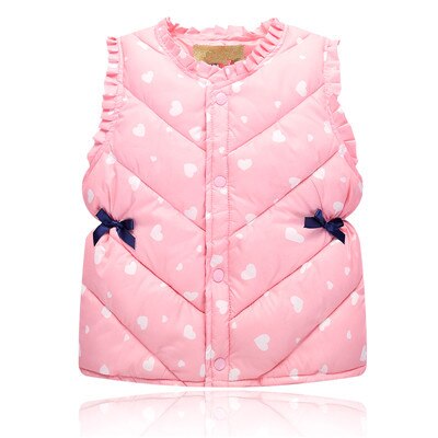 Höst vinter barn bär bomull tunn väst baby prinsessa dun ytterkläder flickor kappa kläder barn solid hålla värmen jacka: Rosa / 7t
