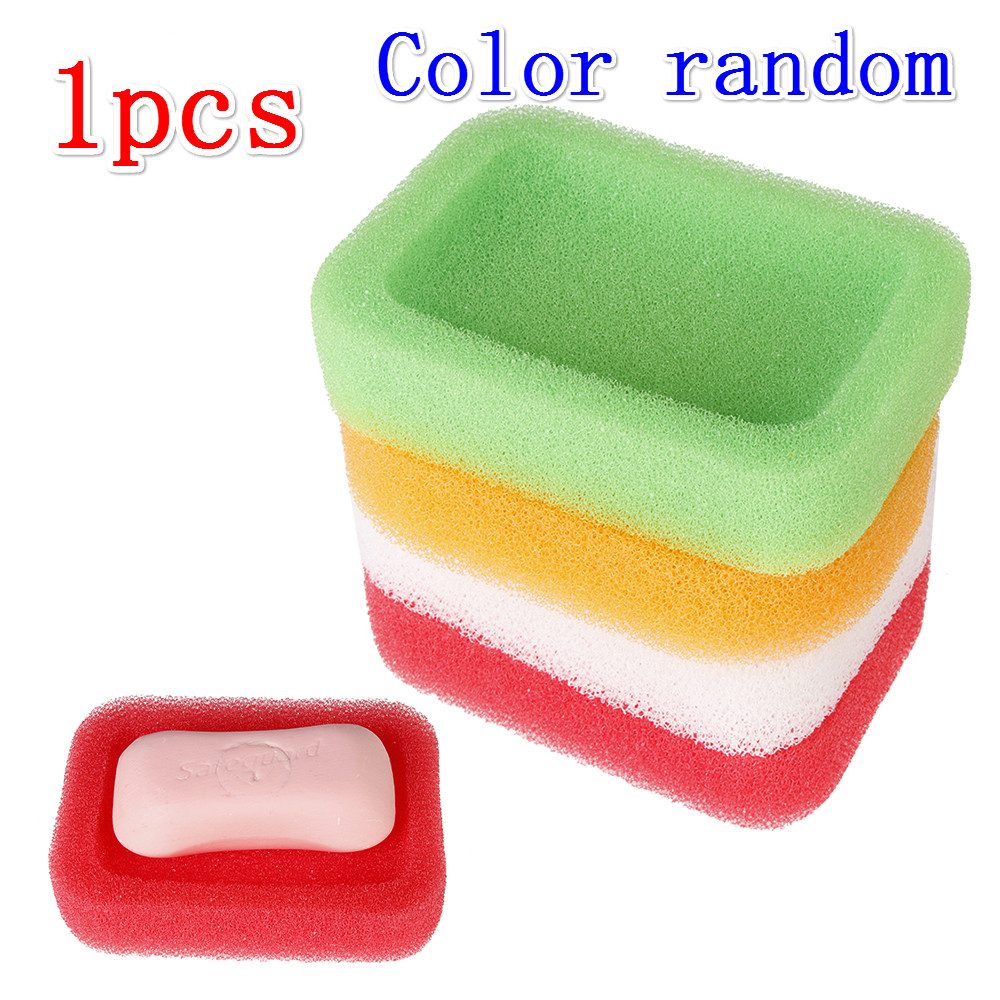 1 Stuks Zeepbakje Candy Foam Spons Zeep Gerechten Plaat Doos Case Voor Badkamer Keuken Douche Zeep Saver Lade zeephouder: A 1pcs Color random