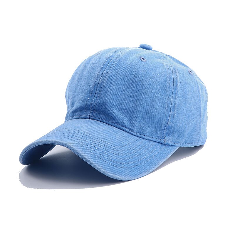 Korean Men&#39;s Baseball Cap Washed Cotton Light Board Multi-Color Optional Pure Color Bone Cap Stitching Hip Hop Sun Visor Dad Hat: light blue