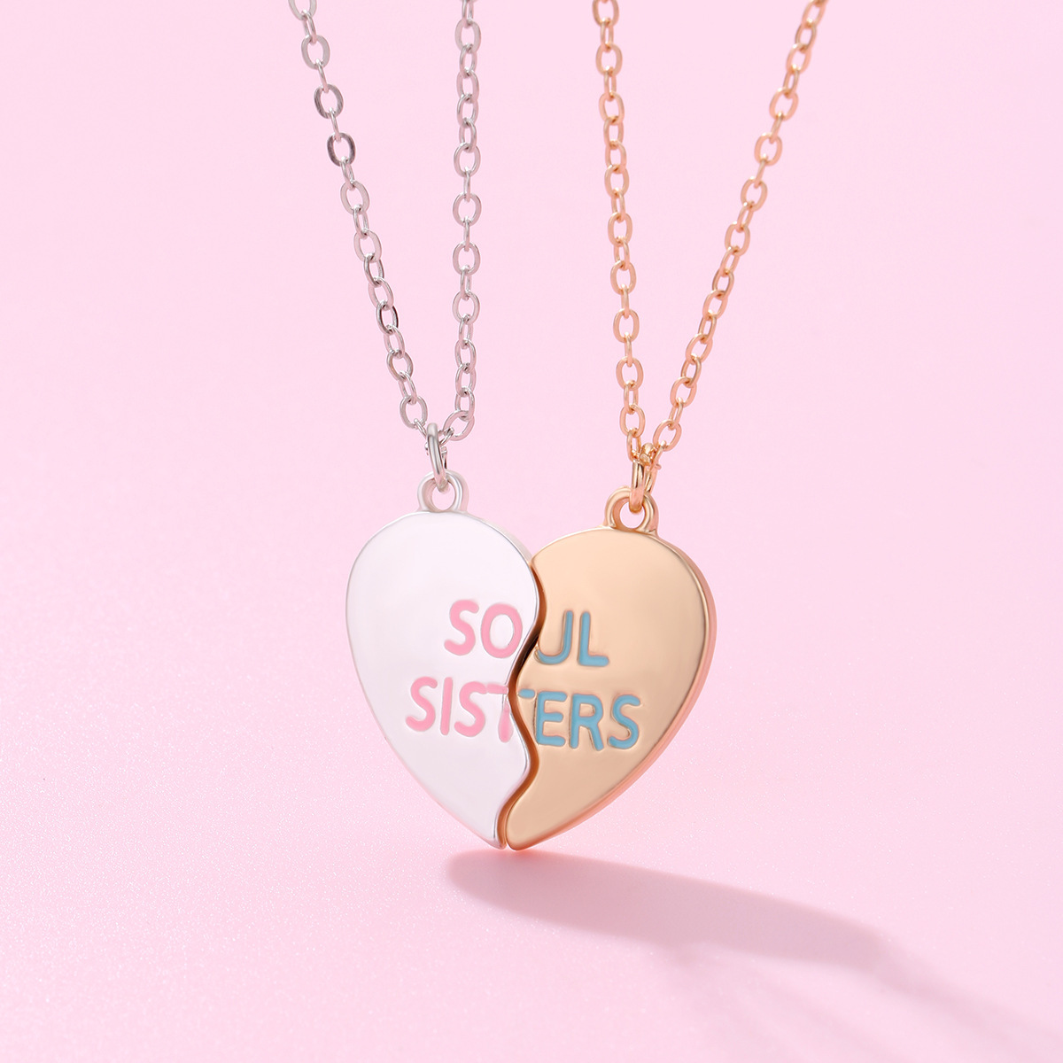 Colliers magnétiques en forme de cœur pour femmes et filles, pendentif Kawaii meilleurs amis sœurs, chaîne BFF, bijoux d'amitié, , 2/3 pièces: Couleur or jaune pâle