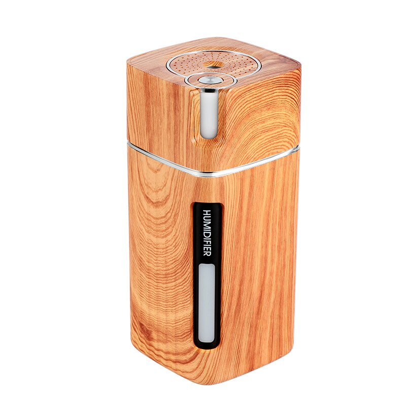 Draagbare Mini Luchtbevochtiger Houtnerf 300Ml Ultrasone Auto Usb Aroma Air Diffuser Kleur Led Lamp Humidificador Voor Car Home kantoor: light wood