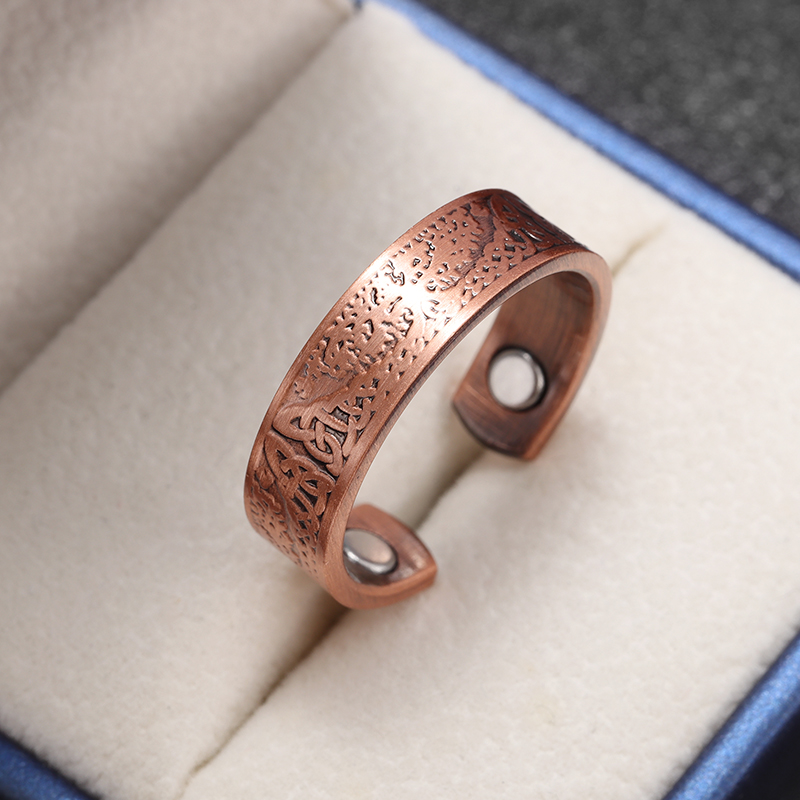 Anillo magnético con apertura de cobre ondulado a la Retro, accesorios de joyería Retro multifuncionales para hombres y mujeres: Rosa