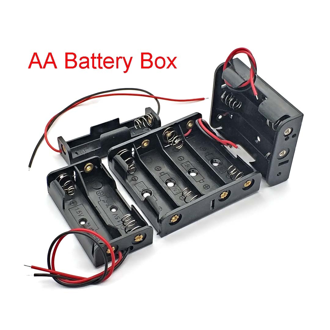 Zwart Plastic Aa Power Batterij Storage Case Box Houder Leads Met 1 2 3 4 Slots Aa Power batterij Storage Case Box