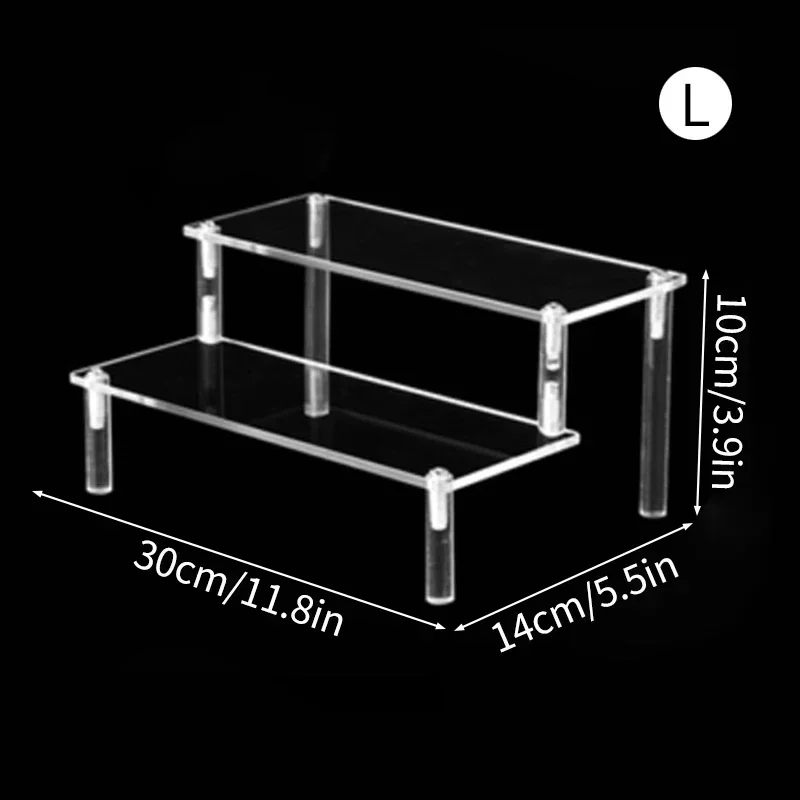 1-3 Tier Acrylic Display Stand Rack Transparent Display Riser Storage Racks Cupcake Dessert Perfume Doll Figures Organizer Shelf: DEEP BLUE