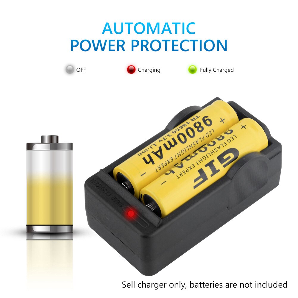 2 PCS 18650 Battery 3.7V 9800mAh Rechargeable 18650 Li-ion lithium Battery With Charger For led Flashlight torch Headlamp