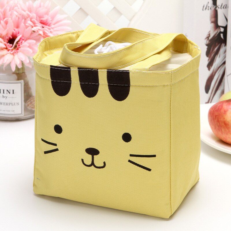 Portable Canvas Cold Proof Lunch Bag Student Cartoon Cute Aluminum Film Lunch Box