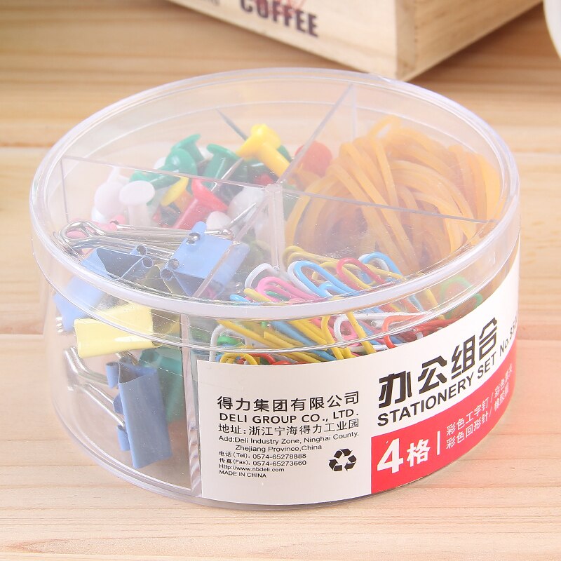 1 paquete de artículos de papelería, conjunto de Clips circulares para sujetar papel, Clips para Carpeta, banda de goma, suministros para oficina y Escuela Deli 8500
