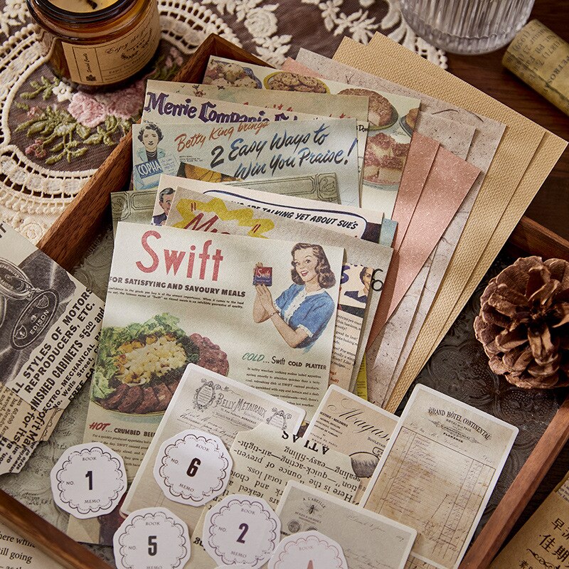 Papier de fond décoratif Vintage en lettres anciennes, 30 pièces, pour Scrapbooking, agenda, Album, étiquette, INS, planificateur