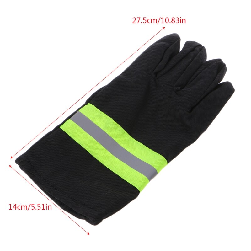 Fire Protective Gloves With Reflective Strap Resistant Flame Safety Equipment G92E