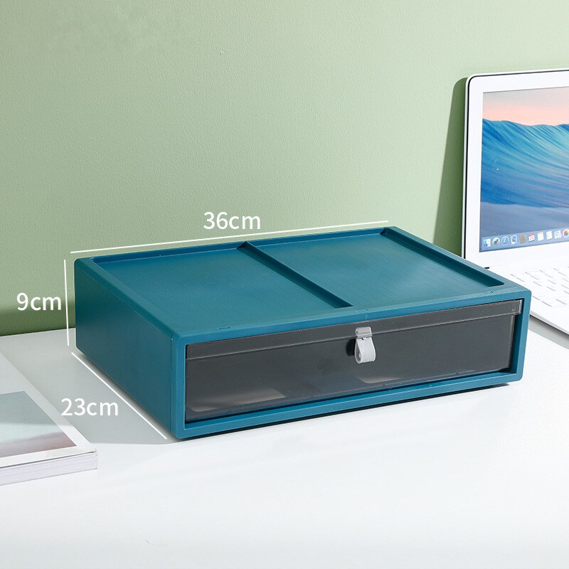 Desk Stackable Plastic Storage Drawers Sundries Stationery Books Organizer for Cosmetics Home Necessary Storage Box Container: Large Blue