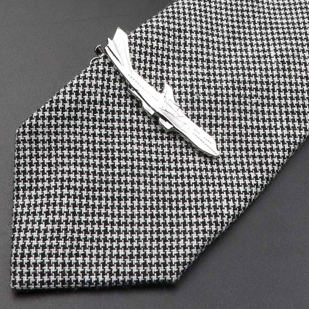 1 Piece Chrome Stainless Tie Clips Guitar lizard Dinosaur Bird Sword Pen Shape Tie Clip for Men Necktie Clips Pin For Mens: 7