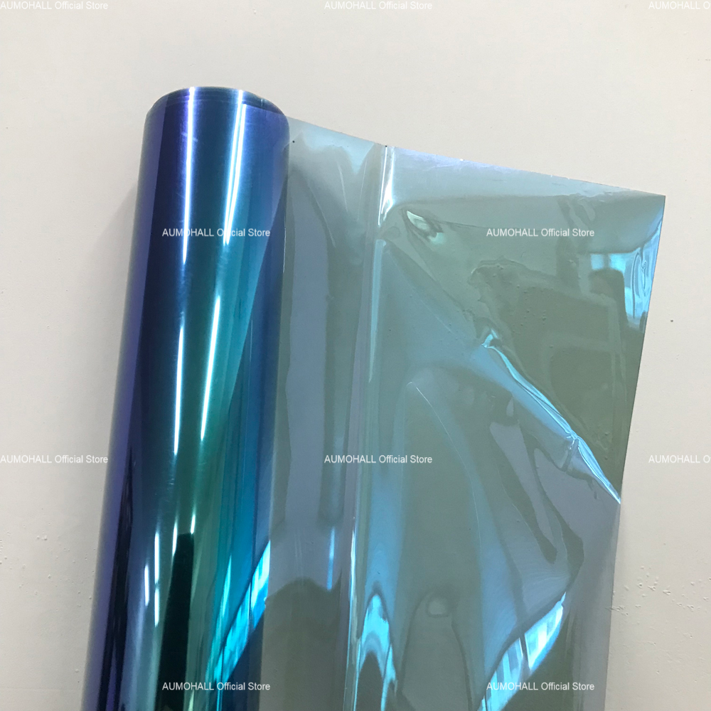 50x300cm Blue Chameleon VLT 67% Car Side Window Tint, Solar Film Shades Sticker Tinting Foils, Blue Change to Green