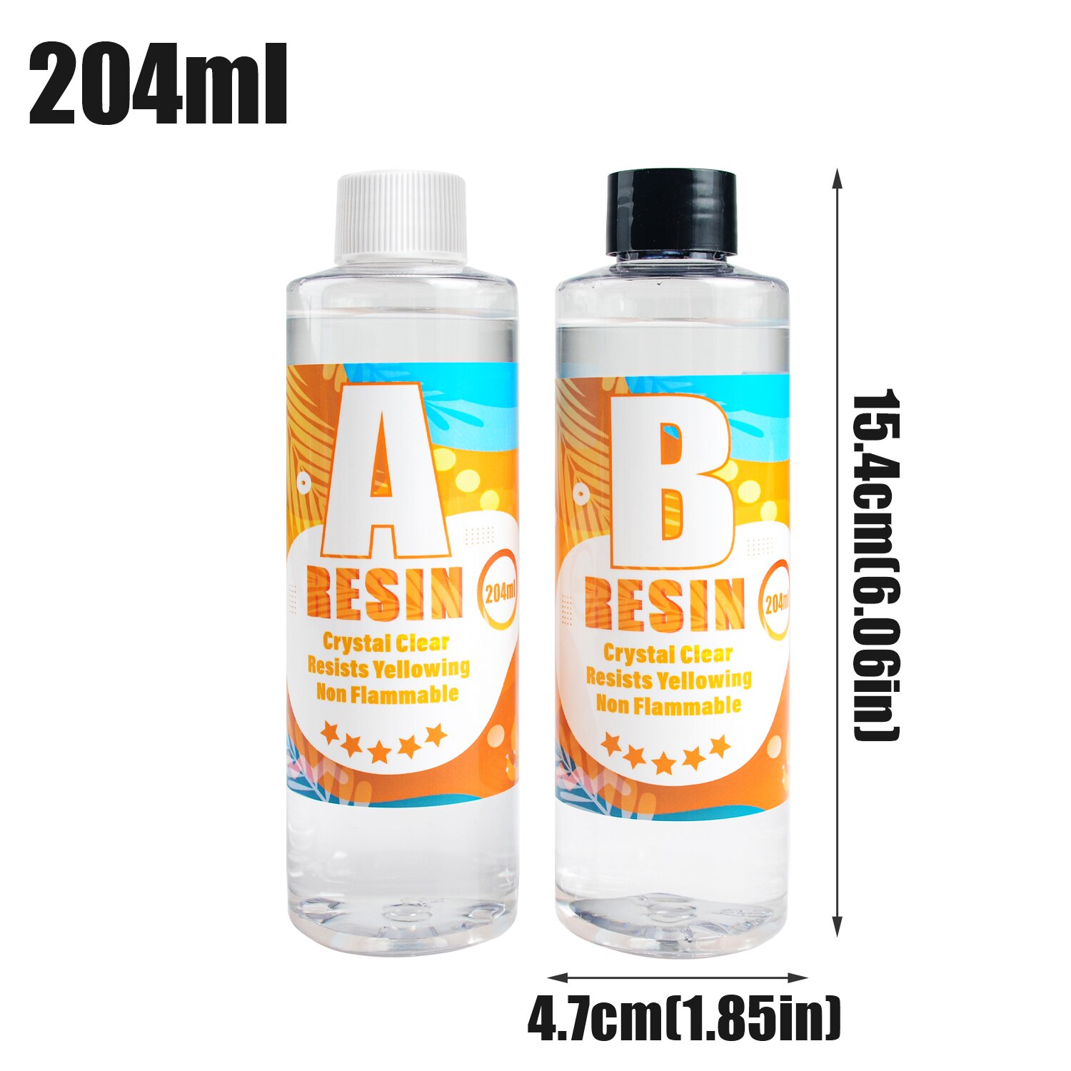 Pegamento de cristal de resina epoxi 1:1 AB, alta adhesivo de fundición transparente y recubrimiento de resina para fabricación de joyas, llavero, manualidades DIY, arte de resina: A204ml-B204ml