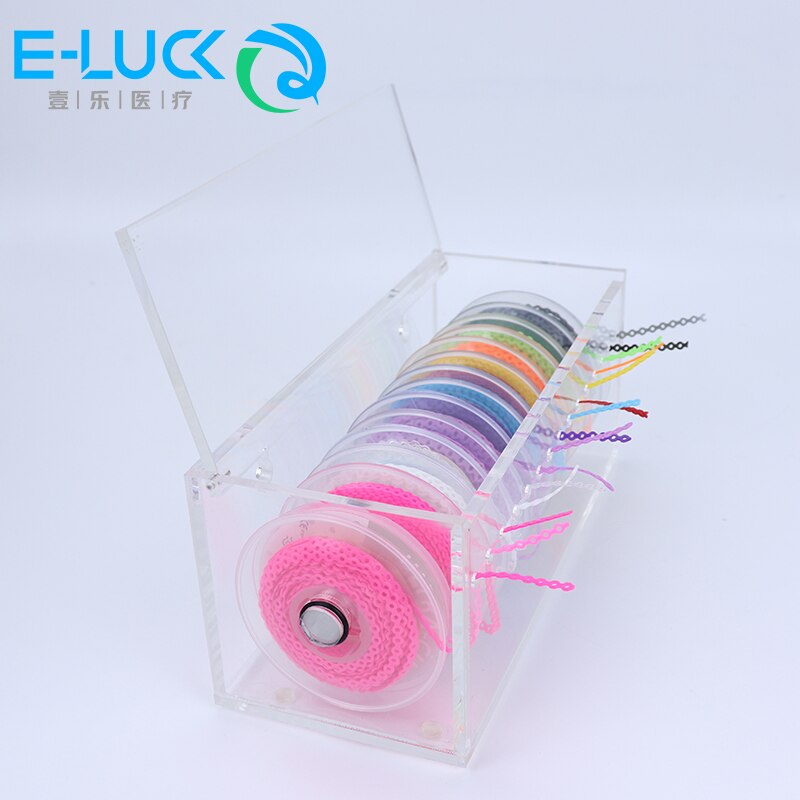 Orthodontics Power Chain Box Acrylic Placing Ligature Chain Holder Dental Elastic Power Chain Box