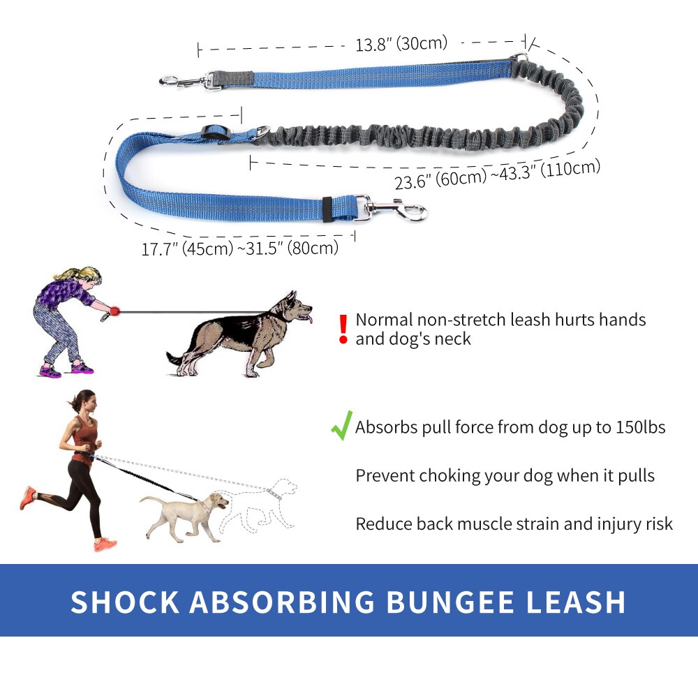Multi Function Dogs Leash Waist Pocket Waterproof Hands Free Dog Belt Running Product Elasticity Adjustable Waist Dog Leashes