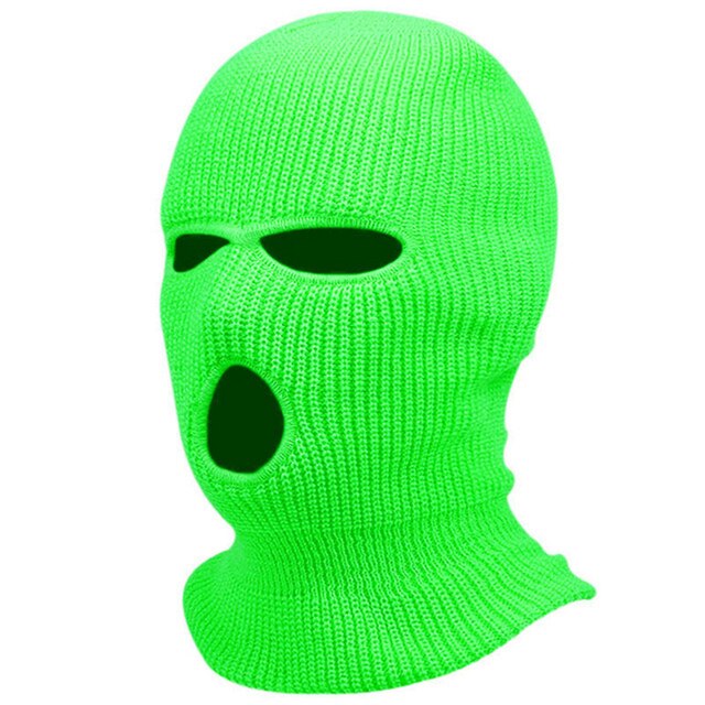 Winter-fahrradmaske mit 3 löchern, wärmende, winddichte gesichtsmaske für radfahrer, sturmhaube, skimaske, Winkel- und snowboardschal, mütze, kopfbedeckung: Fluoreszierendes grün