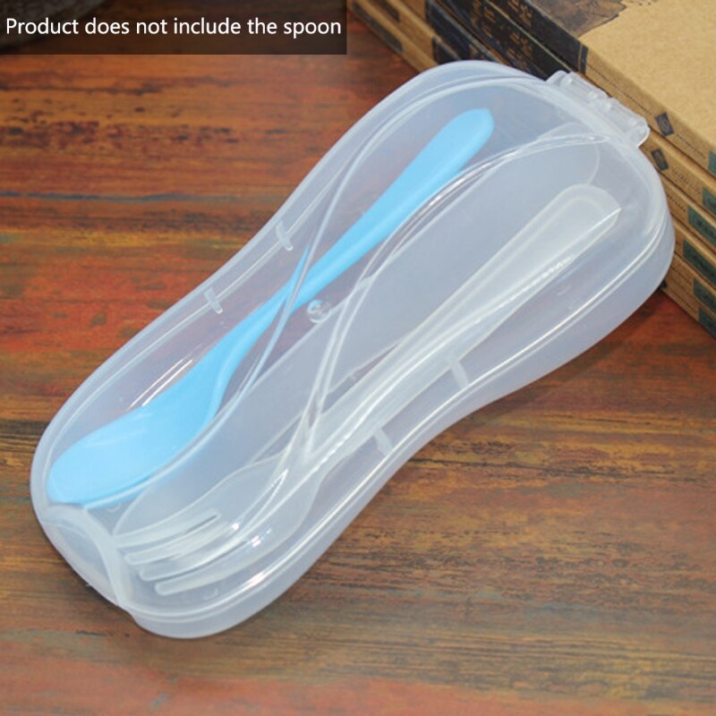 Draagbare Plastic Lepel Vork Reizen Transparante Servies Box Organizer Case