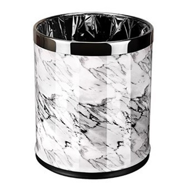 Cubo de basura con patrón de mármol, papelera de 10L, diámetro de 23Cm, altura de 27Cm, para sala de estar, baño, cocina