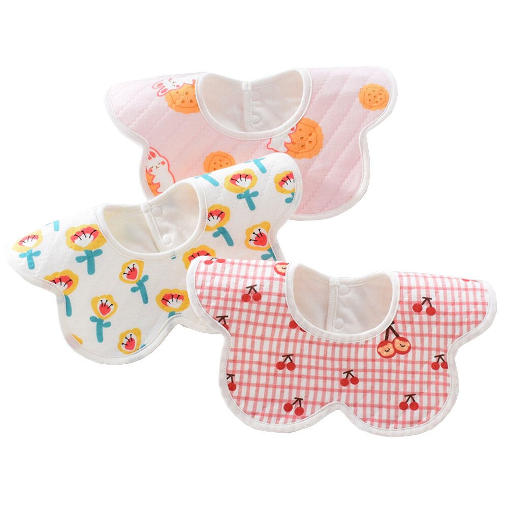 3 pieces babadores do bebê forma de flor à prova dwaterproof água em torno do pescoço 360 graus rotação burp panos saliva toalha infantil material alimentação