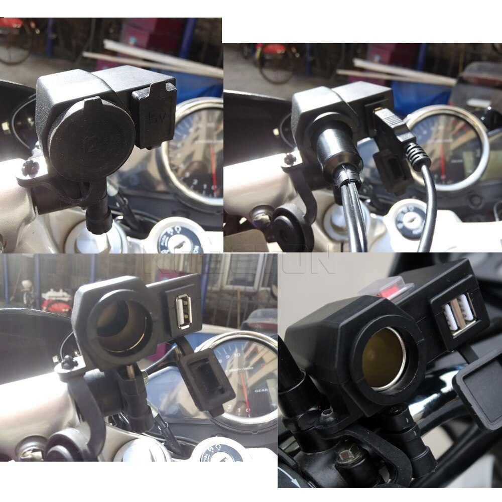 Kebidu Waterdichte Motorfiets telefoon oplader 12 V Sigarettenaansteker + 5 V USB Power Poort Adapter Outlet Socket Charger