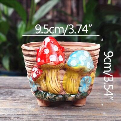 Strongwell Home Decoration Planter Mushroom Stoneware Succulent Flower Pot Living Room Decoration Planter Vintage Handicrafts: 1