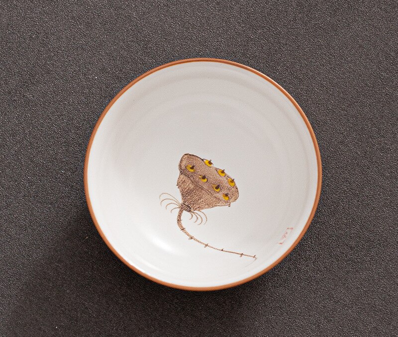 Hand Painted Lotus Chinese Pottery Cups Tea Cup Set Teaware Fish Plate For Tea Ceremony Teacup Dishes Buddha Coffee Mugs: Tea cup