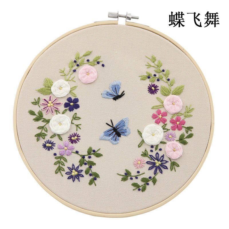 Håndarbeid broderi materiale pakke gjør-det-selv brodert materiale hengende malerier blomster korssting håndarbeidssett: C