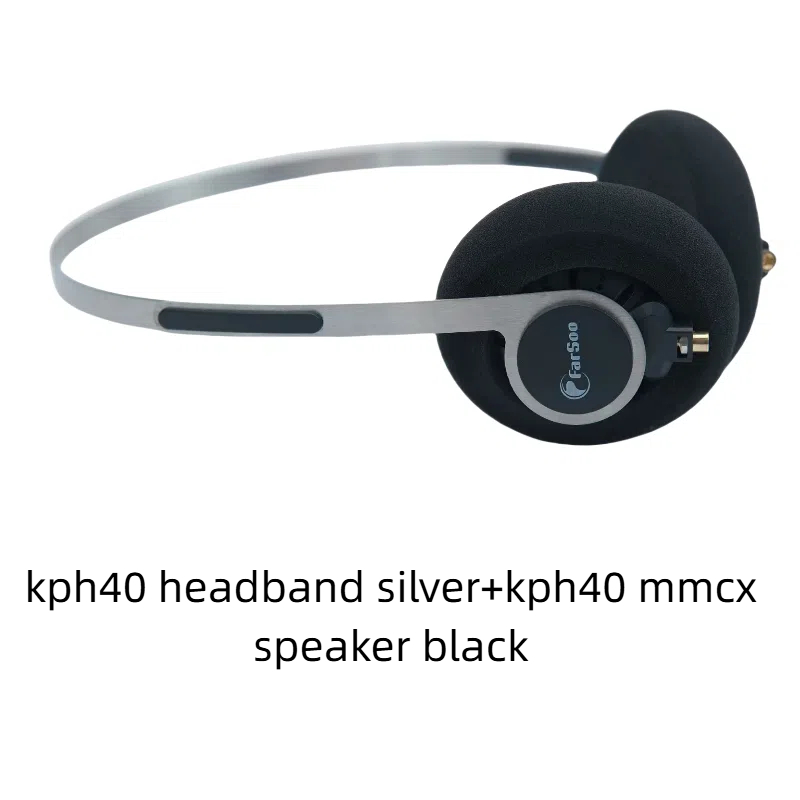 Farsoo kph 40 huvudband mörkgrått silver med ksc 75 mmcx högtalarenheter hörlurar hifi stereo retro lättviktsheadset: Silver-