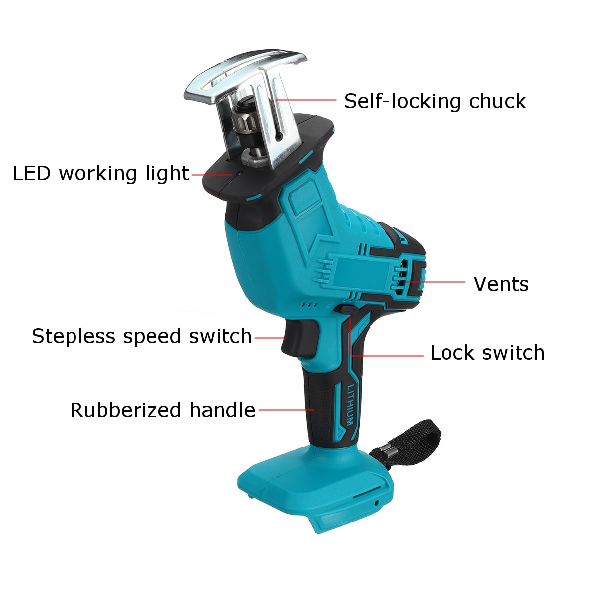 18V Wood Cutting Portable Cordless Reciprocating Chainsaw Wood Cutting Machine Without Battery For Makita Battery DTW285Z