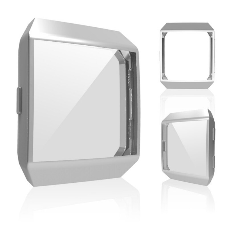 360 Degree Protection Cover For Fitbit Ionic Band Case Plating Coque Fit Bit ionic Watch Band Accessories Screen Protective Case: Silver