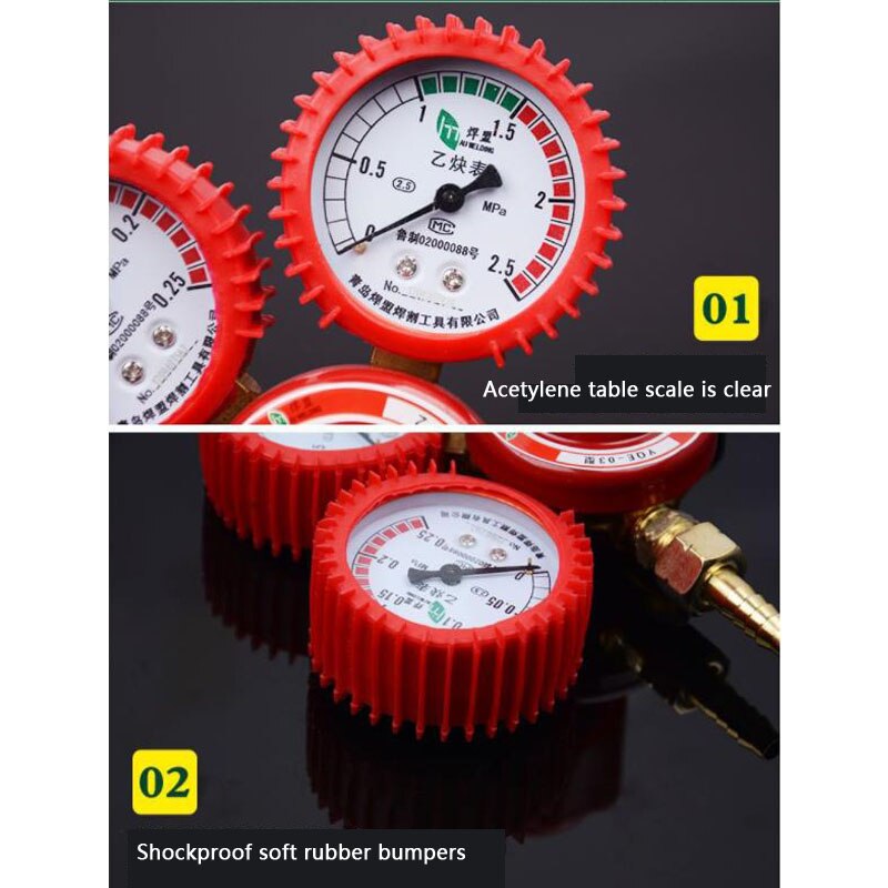 Realmote Shockproof acetylene pressure reducer high pressure relief valve gas regulator used for welding and cutting tools