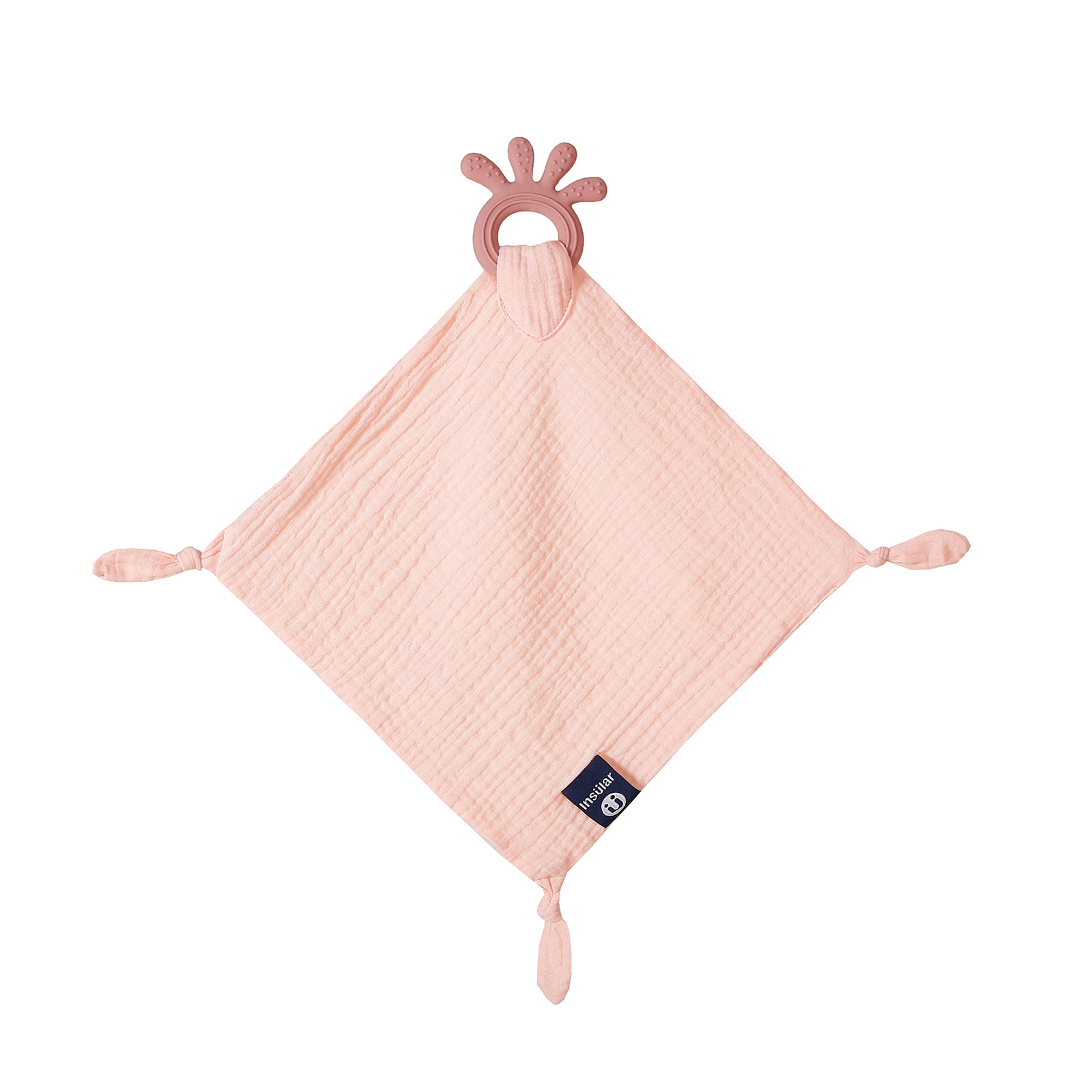 Baby Items Cotton Gauze Soothing Towel Molar Stick Teether Handkerchief Play Portable Toy: pink