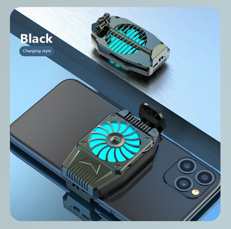 USB Cooling Fan Bracket Holder H15 USB Powered Phone Cooling Fan Case Accessories 1PC Mobile Phone Cooler Semiconductor Radiator: Black Battery model