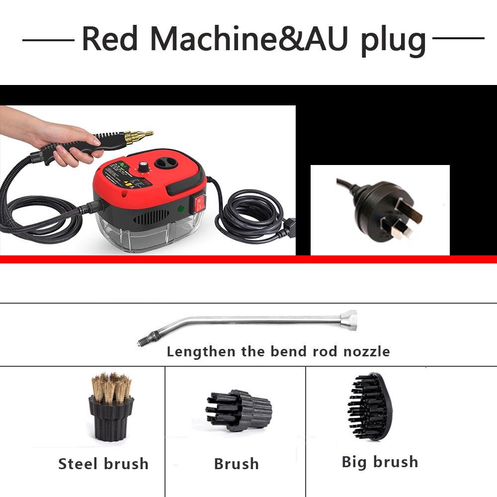 Mini Damp Stoomboot Hoge Druk/Temperatuur Handheld Stoomreiniger Kan Toevoegen Ontsmettingsmiddelen Voor Airconditioning/Keuken: Red AU plug / 220 V-230 V