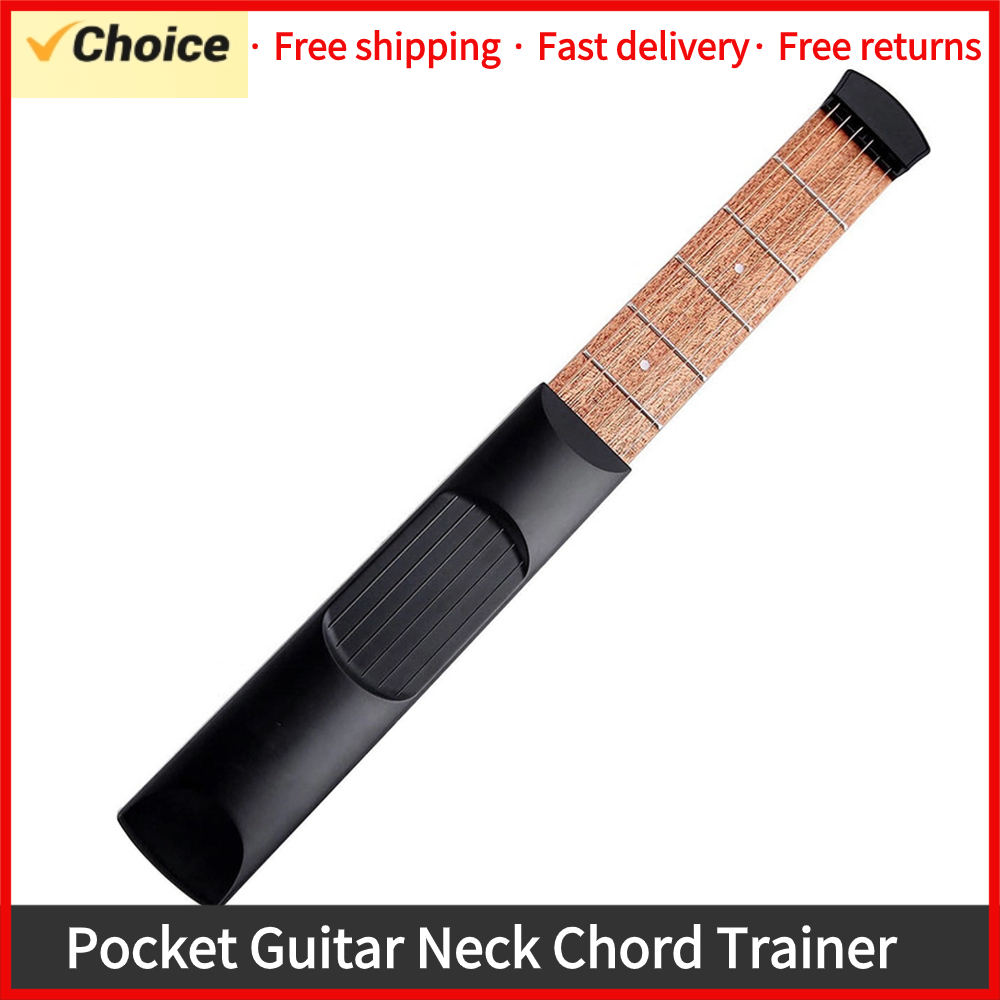 Modelo de 6 traste de guitarra de bolsillo portátil, entrenador de acordes de cuello, Sapele de madera, herramienta de práctica para entrenador, principiante, negro