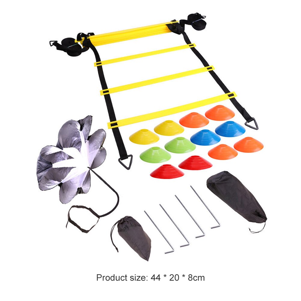 Nylon Straps Ladders Agility Speed Ladder Training Equipment Kit with Resistance Parachute Disc Cones Bags for Fitness Soccer: D