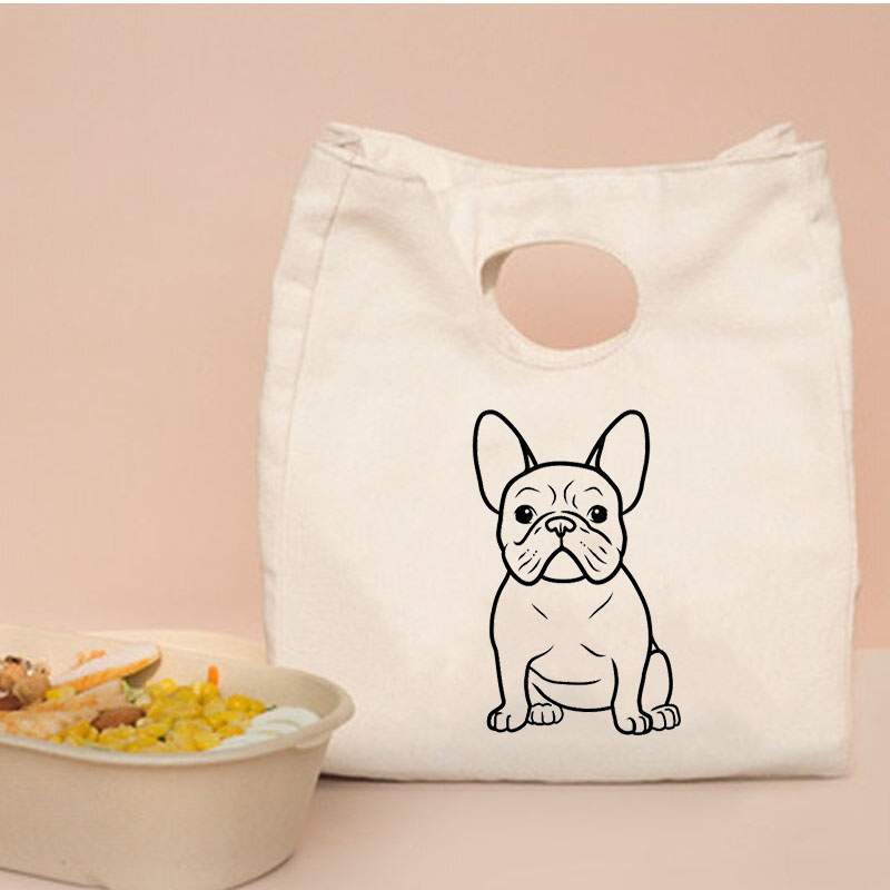 Sac à déjeuner isolant imprimé bouledogue français, sac de pique-nique Portable pour garder les aliments au , pochette fourre-tout isotherme pour l&#39;école,: Q00141-TBBG-C