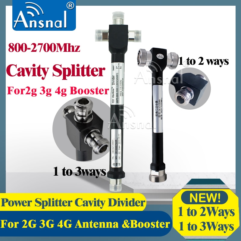 800-2700mhz 1 a 2 maneiras/1 a 3 maneiras n divisor fêmea da cavidade do divisor de energia para 2g 3g 4g repetidor do impulsionador de sinal gsm 4g celular