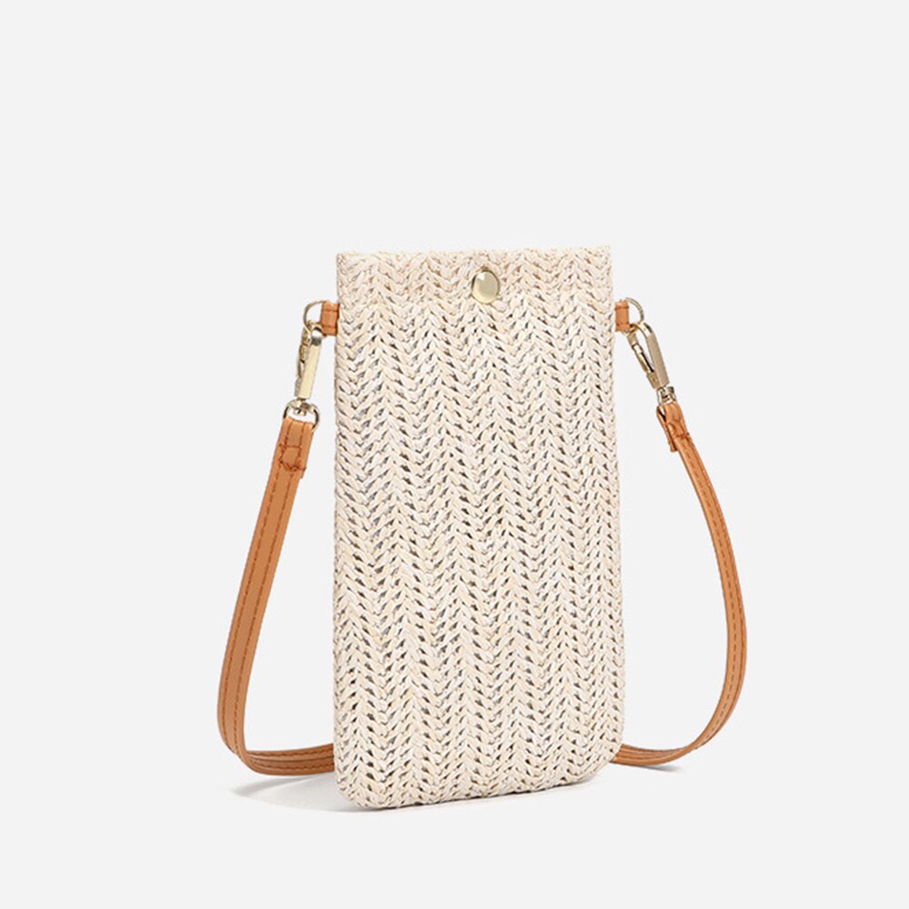 gewebte Stroh Damen Crossbody Umhängetasche Sommer Böhmen Strand Rattan Schulter Pack Kleine Feste praktisch Geldbörse tote Tasche