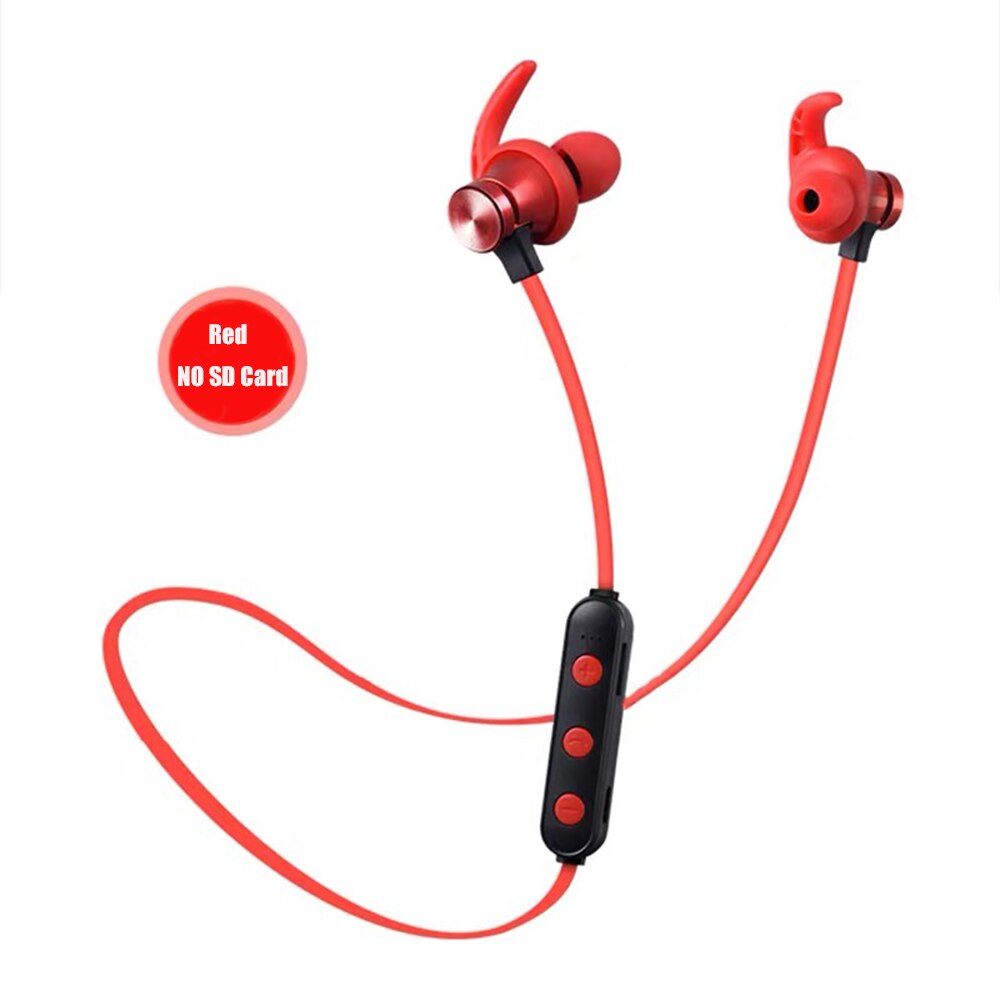 Bluetooth hovedtelefon ipx 5 vandtæt øretelefon  mp3 spiller stereo headset trådløst til sport mic tf kort telefon xiaomi: Rød