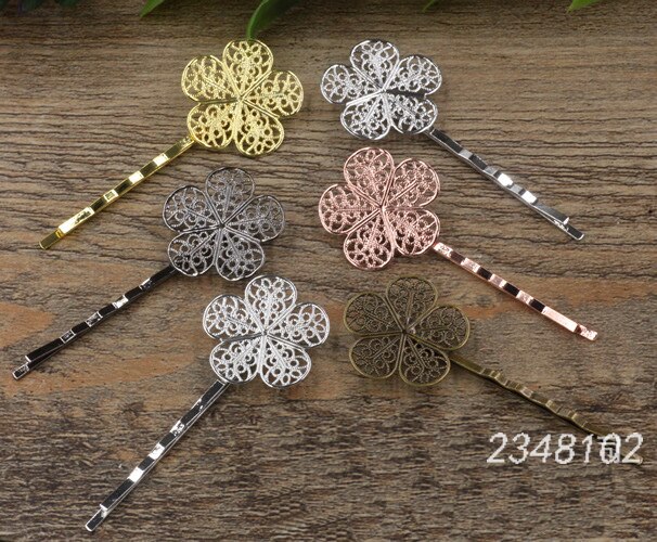 10pcs Vintage Flower Motif Hair Jewelry Charm Women Hairclip Hairpin Word Folder Hairclips Barrettes Retro Hair Wear Accessories