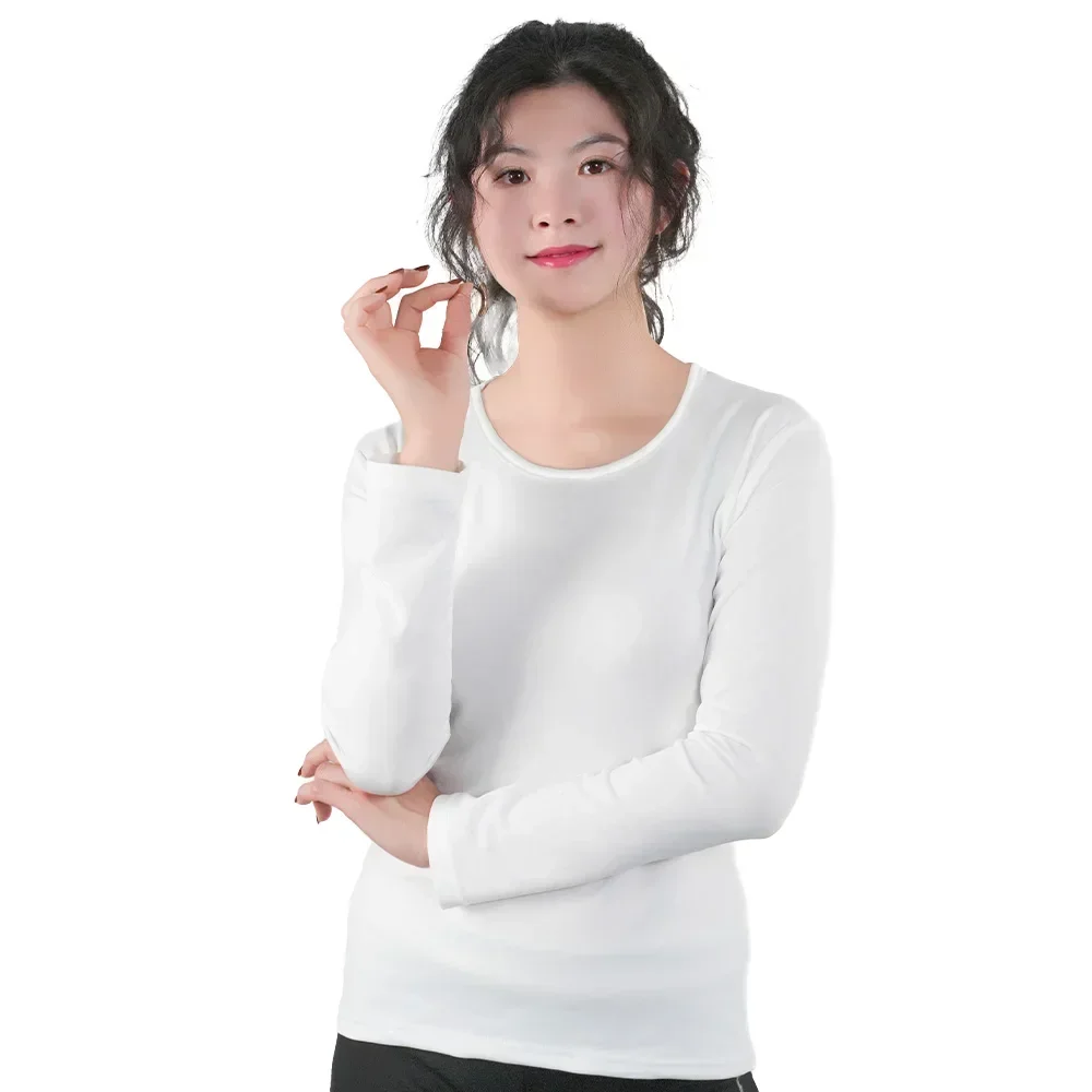 Sexy camisa feminina manga longa estilo coreano magro básico undershirt alta estiramento tshirt topo das mulheres roupas t camisa feminina: M / Bege
