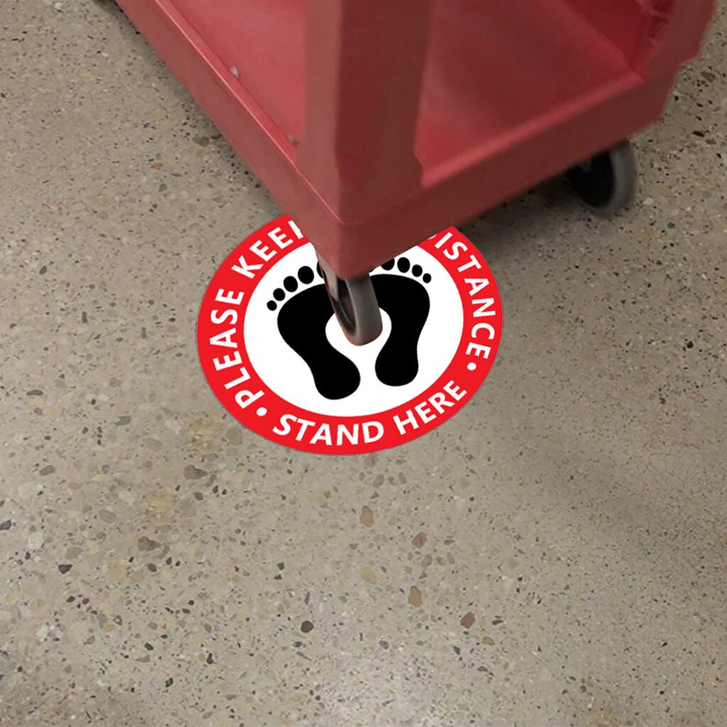 Ground sign Isolated label Please practice Wait Distancing Sign for Floor/Durable and Eye Catching