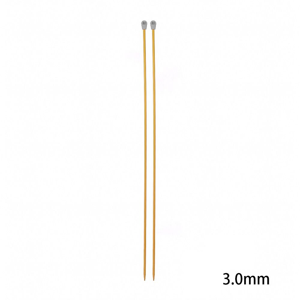 2Pcs/Set 35CM 2.0-12MM Single Pointed Knitting Needles Aluminum Straight Pins Sweater Scarf Weaving Tool Sewing Accessories: 3.0mm